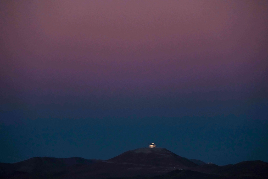 The Extremely Large Telescope (ELT), under construction by the European Southern Observatory, dots the horizon in the Atacama Desert, Chile, Tuesday, April 14, 2026. (AP Photo/Esteban Felix)