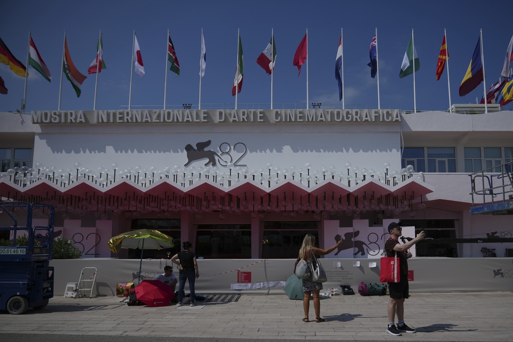 A view of the main cinema ahead of the Venice Film Festival in Venice, Italy, on Tuesday, Aug. 26, 2025. (Photo by Alessandra Tarantino/Invision/AP)