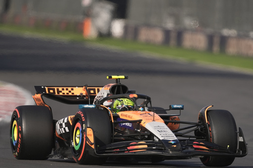 McLaren driver Lando Norris, of Britain, steers his car during the qualifying session for Formula One Mexico Grand Prix auto race at the Hermanos Rodriguez race track in Mexico City, Saturday, Oct. 25, 2025. (AP Photo/Eduardo Verdugo) McLaren driver Lando Norris, of Britain, steers his car during the qualifying session for Formula One Mexico Grand Prix auto race at the Hermanos Rodriguez race track in Mexico City, Saturday, Oct. 25, 2025. (AP Photo/Eduardo Verdugo)