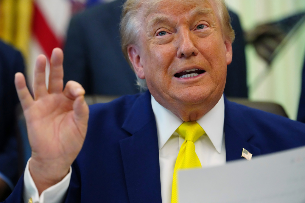 President Donald Trump speaks at an event about coal, Thursday, June 4, 2026, in the Oval Office of the White House in Washington. (AP Photo/Julia Demaree Nikhinson)