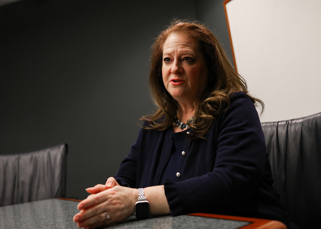 Second Court of Appeals Judge Maria Lazar, a candidate for Wisconsin State Supreme Court, poses for a portrait on Tuesday, Feb. 10, 2026 at the Wisconsin State Journal in Madison, Wis. (Owen Ziliak/Wisconsin State Journal via AP)