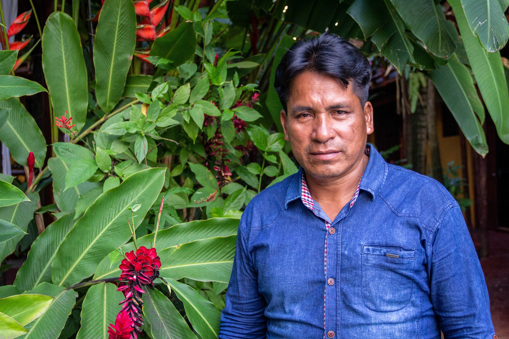 FILE - This image provided by the Forest Peoples Programme shows Indigenous Kichwa tribal leader Quinto Inuma Alvarado in Tarapoto, Peru, Oct. 11, 2019. Alvarado was shot and killed on Nov. 29, 2023. (Vicki Brown/Forest Peoples Programme via AP, File)