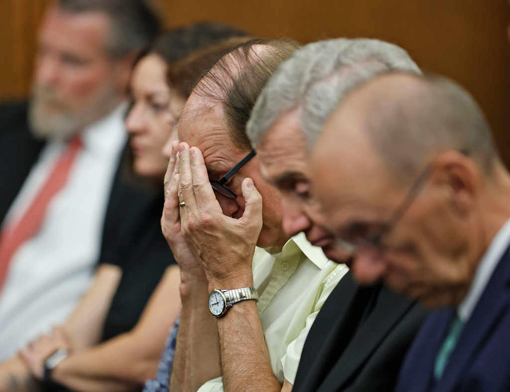 Mike Musgrove reacts to jury question during the Lindsay Clancy trial in Plymouth, Mass., on Thursday, Sept. 3, 2026. (Greg Derr/The Patriot Ledger via AP, Pool)