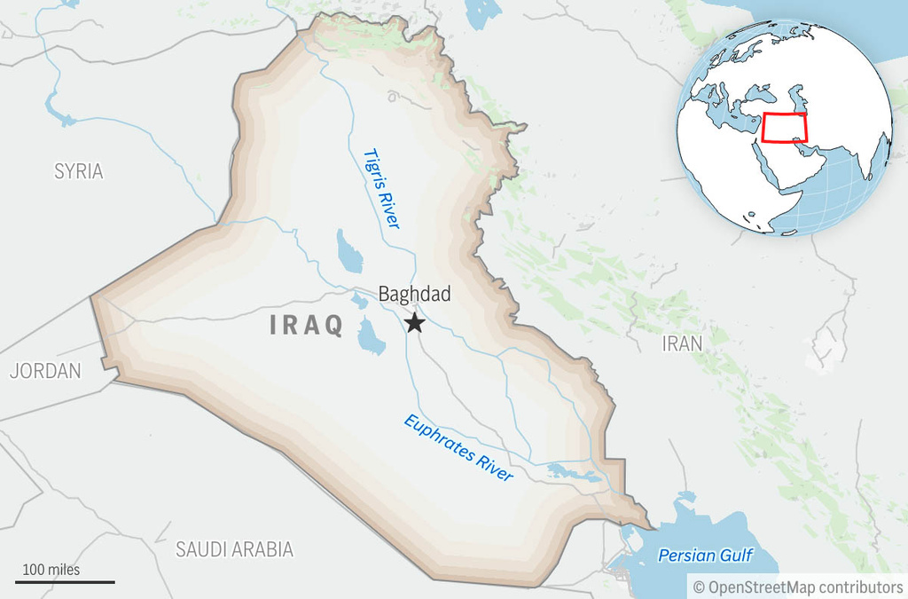This is a locator map for Iraq with its capital, Baghdad. (AP Photo)