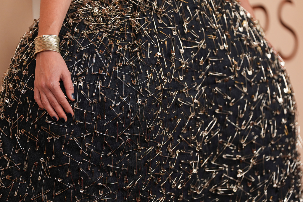 Malgosia Turzanska arrives at the Oscars on Sunday, March 15, 2026, at the Dolby Theatre in Los Angeles. (AP Photo/Gregory Bull)