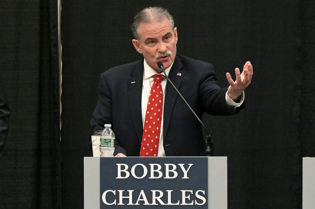 FILE - Maine Republican gubernatorial candidate Bobby Charles fields a question during a debate of Republican candidates for governor in Bangor, Maine, on March 24, 2026. (Rich Abrahamson/The Central Maine Morning Sentinel via AP, File)