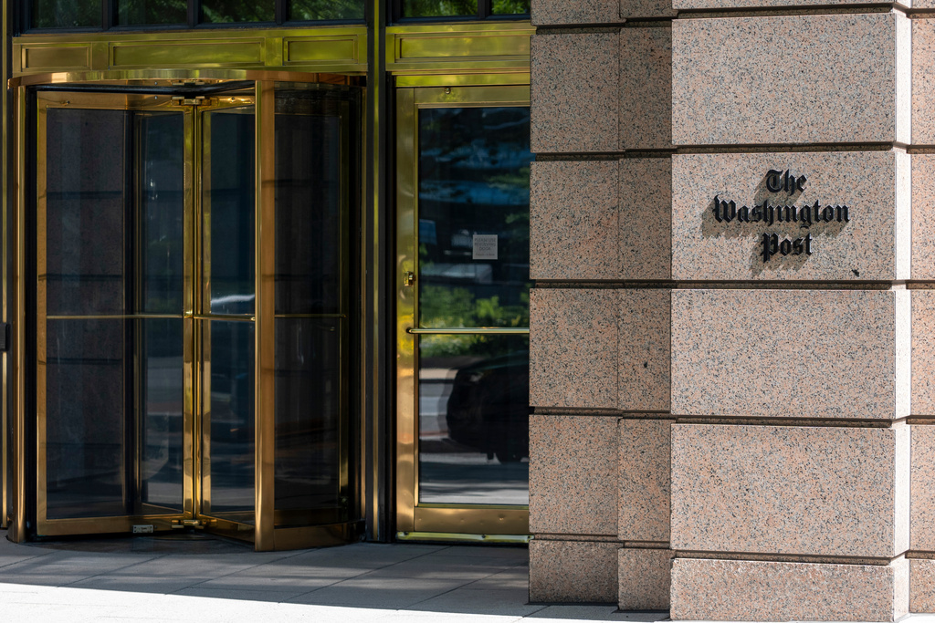FILE - The One Franklin Square Building, home of The Washington Post newspaper, is seen June 21, 2024, in Washington. (AP Photo/Alex Brandon, File)