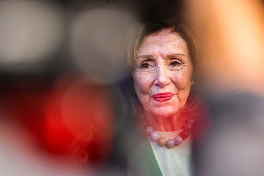 Rep. Nancy Pelosi, D-Calif., speaks to reporters after a campaign event in support of Proposition 50 in San Francisco, Monday, Nov. 3, 2025. (Gabrielle Lurie/San Francisco Chronicle via AP)