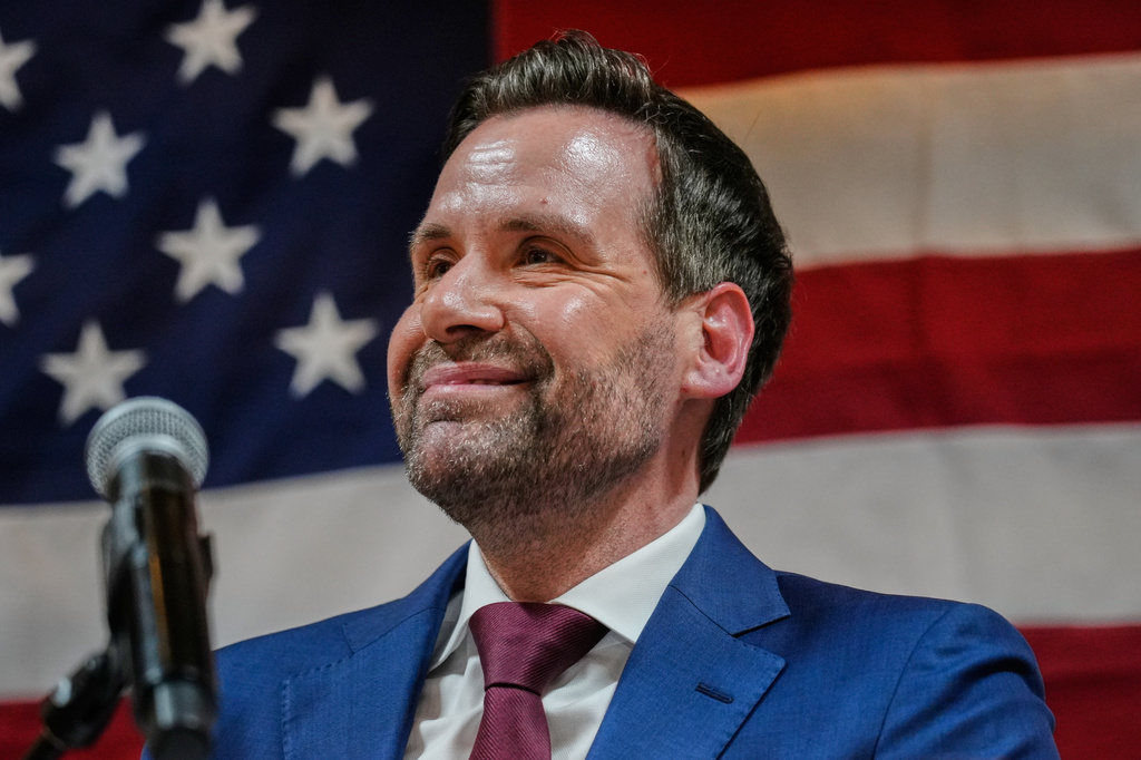 FILE - Iowa state Rep. Josh Turek speaks during a primary election night watch party after winning the Democratic nomination for U.S. Senate, June 2, 2026, in Des Moines, Iowa. (AP Photo/Bryon Houlgrave, File)
