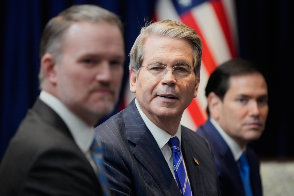 United States Secretary of the Treasury Scott Bessent reacts during a meeting between President Donald Trump and Brazil's President Luiz Inacio Lula da Silva on the sidelines of the ASEAN Summit in Kuala Lumpur, Malaysia, Sunday, Oct. 26, 2025. (AP Photo/Mark Schiefelbein)