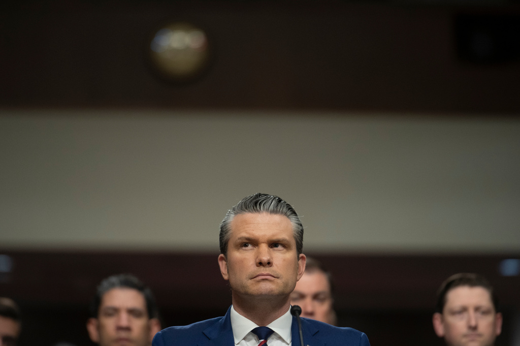 Secretary of Defense Pete Hegseth testifies before the Senate Armed Services Committee, on Capitol Hill, in Washington, Thursday, April 30, 2026. (AP Photo/Cliff Owen)