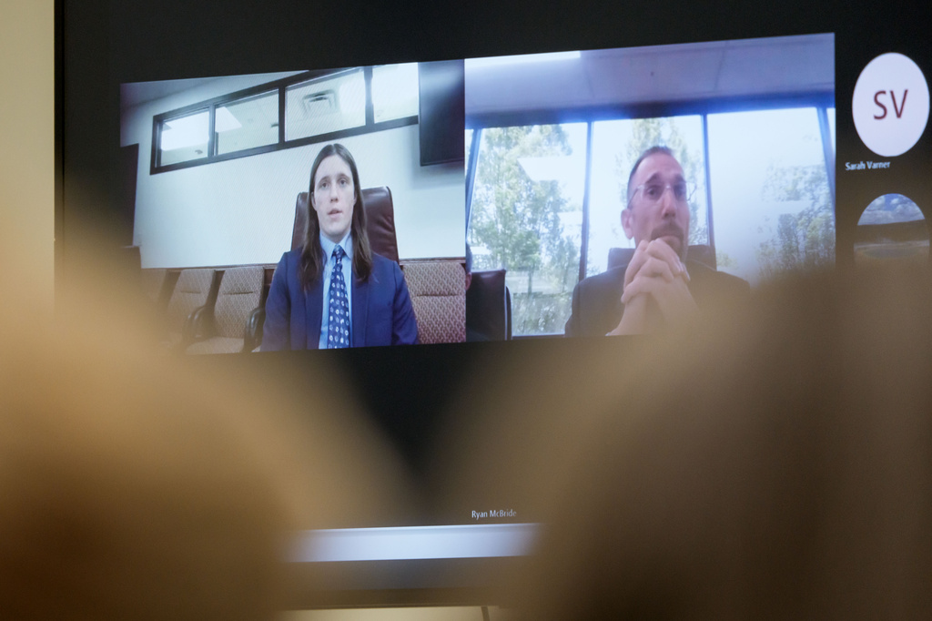 A video interview with Lance Twiggs, Tyler Robinson's roommate and reported romantic partner, is shown during a preliminary hearing for Tyler Robinson, who is accused in the fatal shooting of Charlie Kirk, at the Fourth District Courthouse in Provo, Utah, Thursday, July 9, 2026. (AP Photo/Spenser Heaps, Pool)
