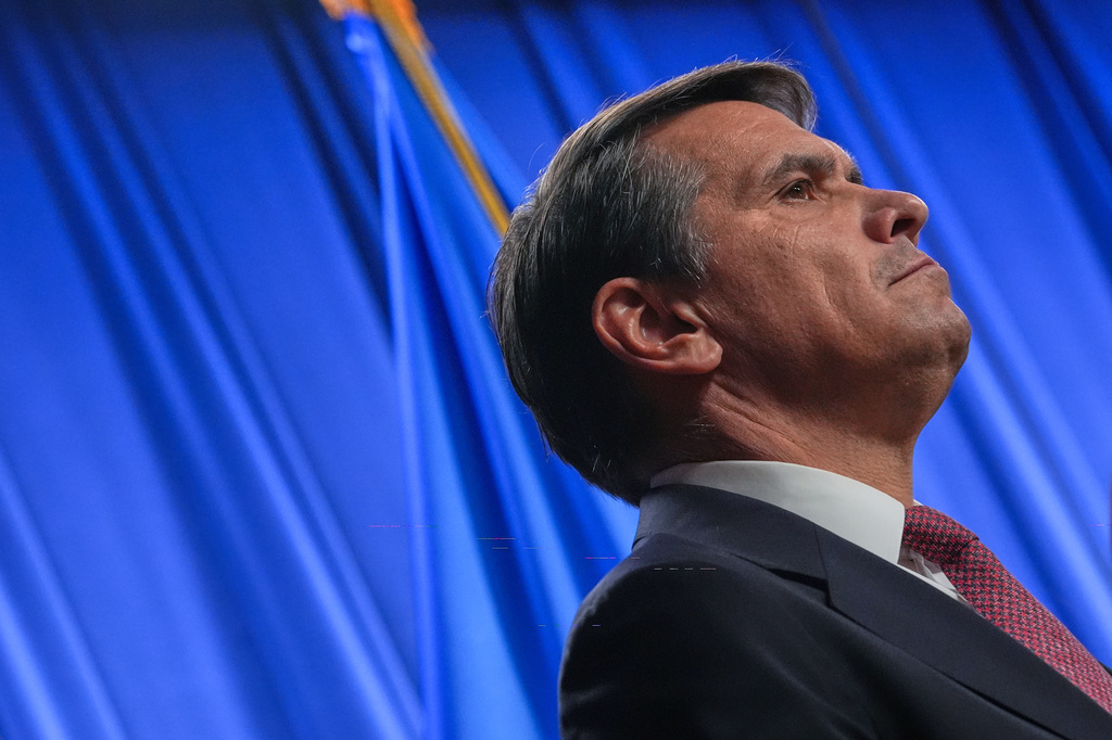 Acting U.S. attorney general Todd Blanche attends a news conference at the Justice Department, Monday, May 4, 2026, in Washington. (AP Photo/Julia Demaree Nikhinson)