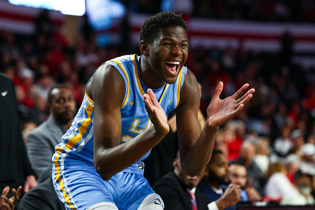 LIU Brooklyn forward Shadrak Lasu reacts during the first half of an NCAA college basketball game against Georgia, Monday, Dec. 29, 2025, in Athens, Ga. (AP Photo/Colin Hubbard)