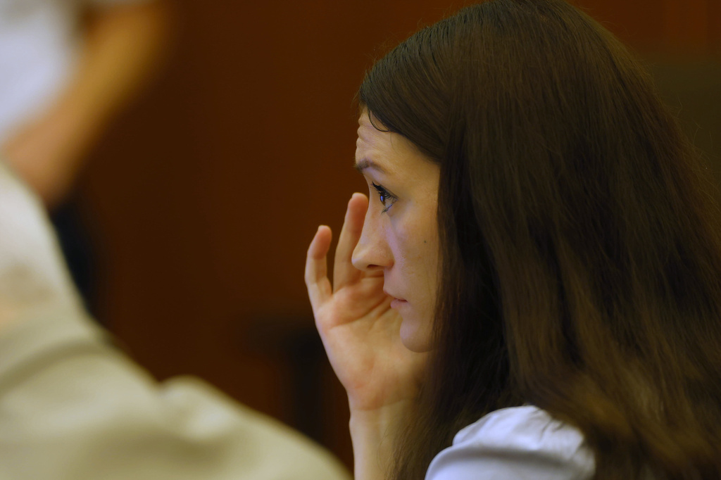 Defendant Lindsay Clancy listens during her murder trial at Plymouth Superior Court in Plymouth, Mass., on Thursday, July 30, 2026. (CJ Gunther/The Boston Herald via AP, Pool)