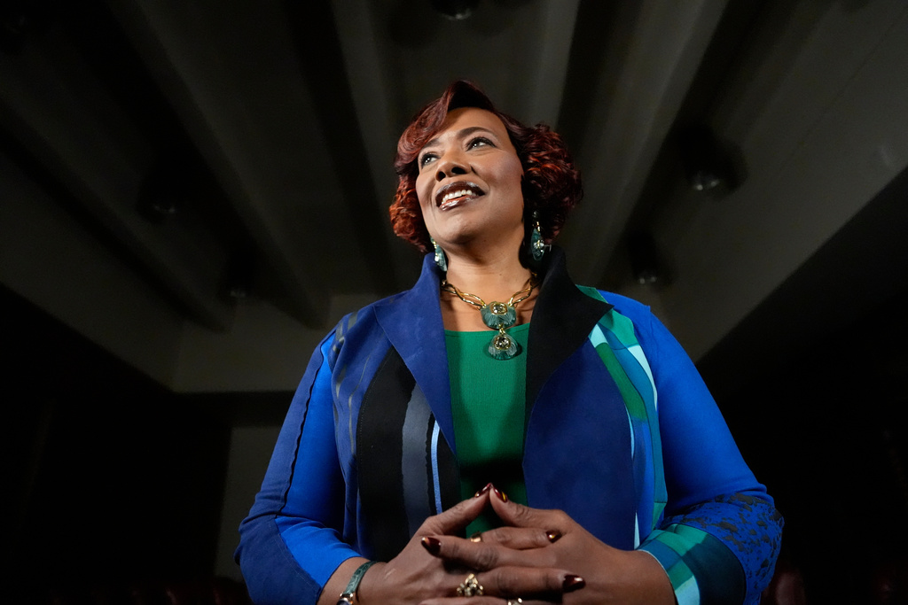 Bernice King poses for a portrait, Wednesday, Jan. 14, 2026, in Atlanta. (AP Photo/Mike Stewart)