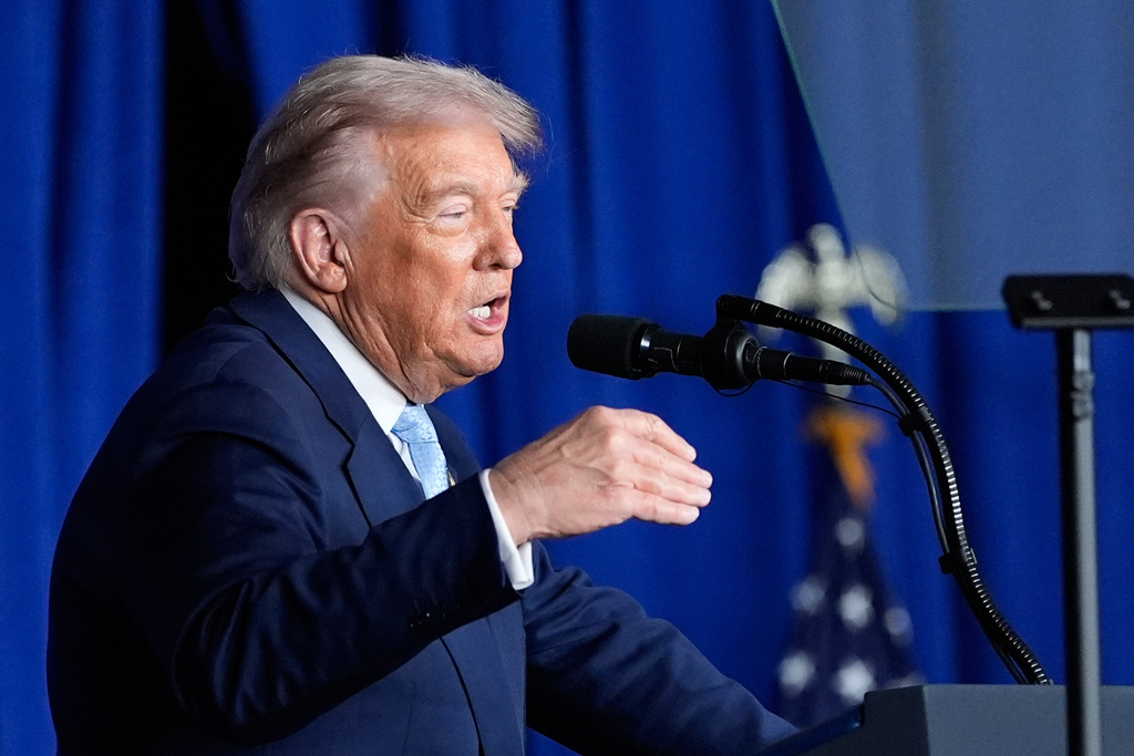 President Donald Trump speaks at the McDonald's Impact Summit, Monday, Nov. 17, 2025, in Washington. (AP Photo/Alex Brandon)
