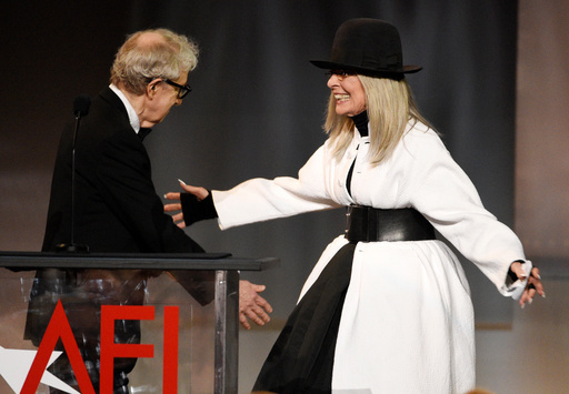 FILE - Filmmaker Woody Allen, left, greets actress Diane Keaton onstage to present her with the 45th AFI Life Achievement Award on June 8, 2017, in Los Angeles. (Photo by Chris Pizzello/Invision/AP, File) FILE - Filmmaker Woody Allen, left, greets actress Diane Keaton onstage to present her with the 45th AFI Life Achievement Award on June 8, 2017, in Los Angeles. (Photo by Chris Pizzello/Invision/AP, File)