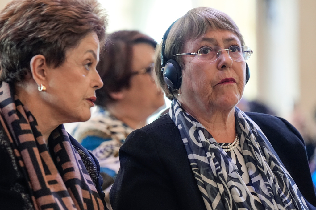 FILE - Chile's former President Michelle Bachelet attends an International Women's Day event at Paris City Hall, March 8, 2024, in Paris. (AP Photo/Lewis Joly, File)