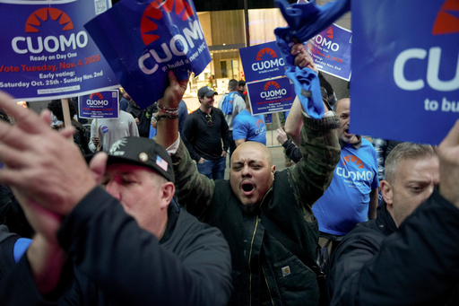 Supporters for independent candidate and former New York Gov. Andrew Cuomo, gather outside NBC Studios as they await the arrival of the candidates for a mayoral debate, Thursday, Oct. 16, 2025, in New York. (AP Photo/Angelina Katsanis) Supporters for independent candidate and former New York Gov. Andrew Cuomo, gather outside NBC Studios as they await the arrival of the candidates for a mayoral debate, Thursday, Oct. 16, 2025, in New York. (AP Photo/Angelina Katsanis)