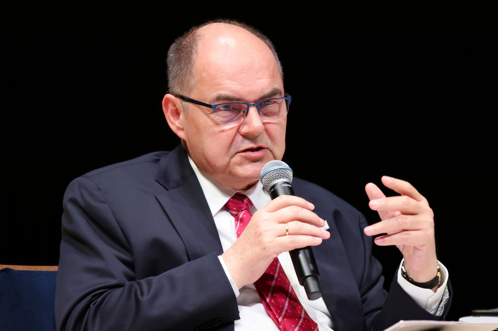 FILE - High Representative for Bosnia and Herzegovina Christian Schmidt speaks during a panel discussion at the NATO Parliamentary Assembly in Dayton, Ohio, Friday, May 23, 2025. (AP Photo/Paul Vernon, File)