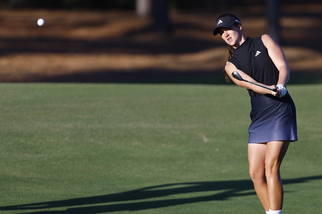 Linn Grant hits along the fairway on the eighth hole during the second round of The Annika LPGA golf tournament, Friday, Nov. 14, 2025, in Belleair, Fla. (Luis Santana/Tampa Bay Times via AP)