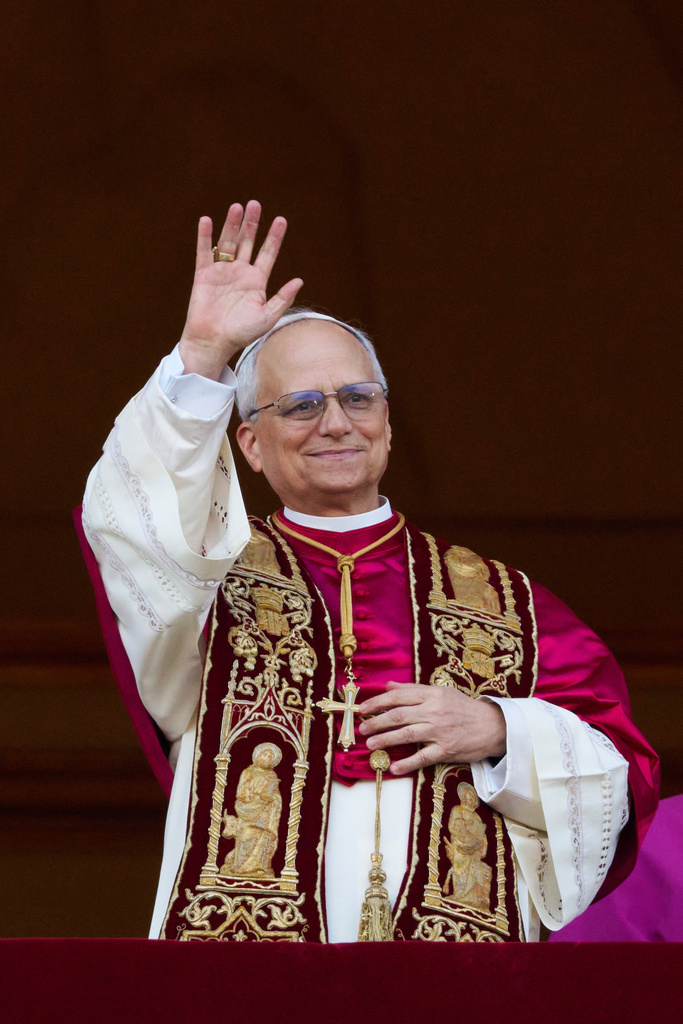FILE - Newly elected Pope Leo XIV appears at the balcony of St. Peter's Basilica at the Vatican, May 8, 2025. (AP Photo/Alessandra Tarantino, File)