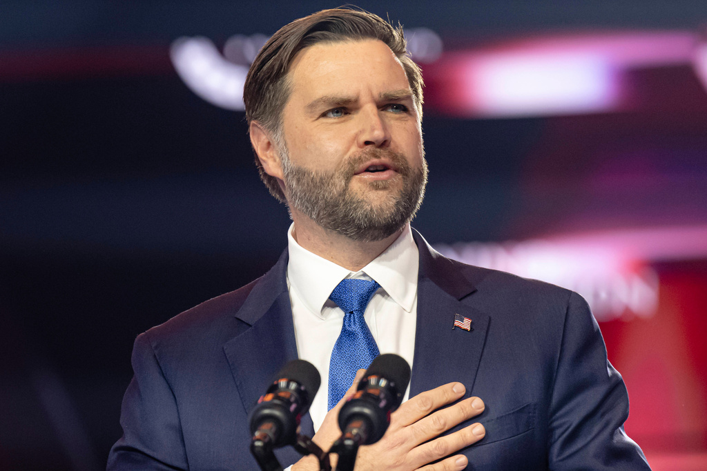 Vice President JD Vance speaks during Turning Point USA's AmericaFest 2025, Sunday, Dec. 21, 2025, in Phoenix. (AP Photo/Jon Cherry)