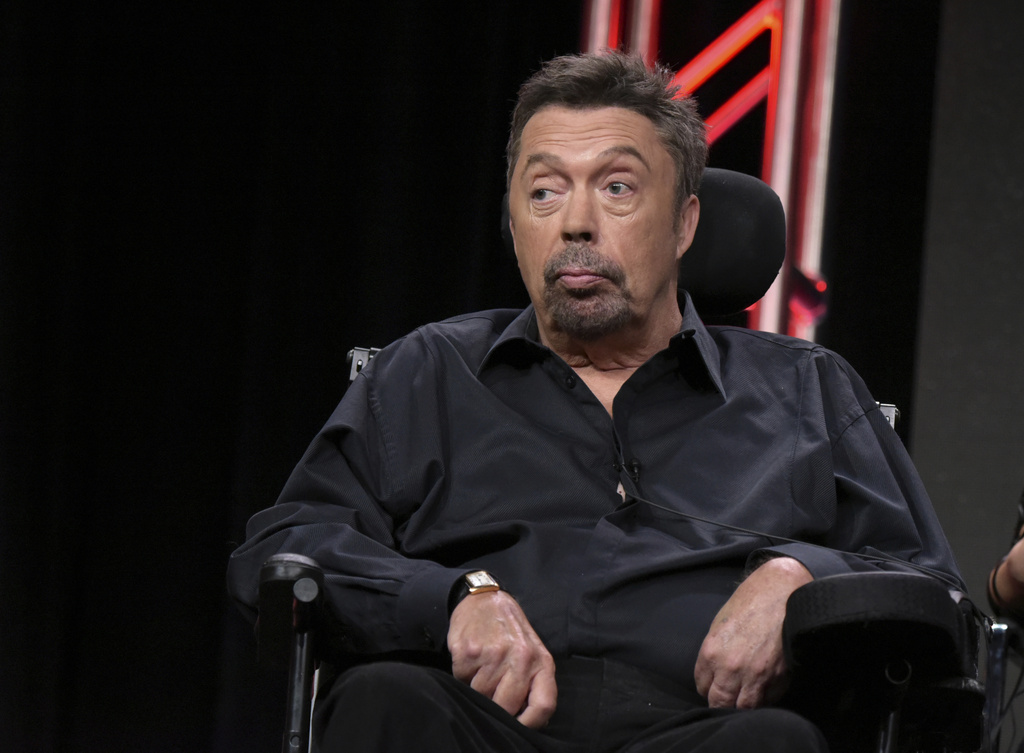 FILE - Tim Curry participates in the panel for "The Rocky Horror Picture Show" during the Fox Television Critics Association summer press tour in Beverly Hills, Calif., on Aug. 8, 2016, (Photo by Richard Shotwell/Invision/AP, File)
