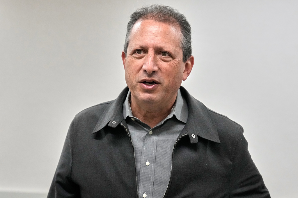 Candidate for U.S. Congress Brad Lander appears outside a Federal Immigration Courtroom, in New York, Monday, May 11, 2026. (AP Photo/Richard Drew)