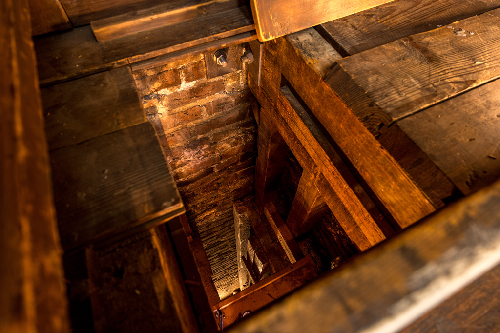 A passageway, believed to have been used as part of the Underground Railroad, is hidden in the base of a dresser inside the Merchant’s House Museum in New York on Feb. 19, 2026. (Max Touhey/Merchant's House Museum via AP)