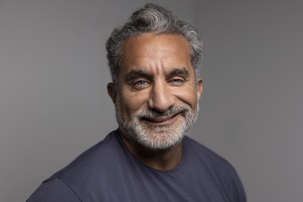 FILE - Bassem Youssef poses for portrait photographs in London on April, 4, 2024. (Photo by Vianney Le Caer/Invision/AP, File)