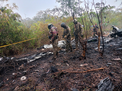 Kenyan officials inspect the scene of a plane crash near Diani, Kenya, Tuesday, Oct. 28, 2025. (AP Photo) Kenyan officials inspect the scene of a plane crash near Diani, Kenya, Tuesday, Oct. 28, 2025. (AP Photo)