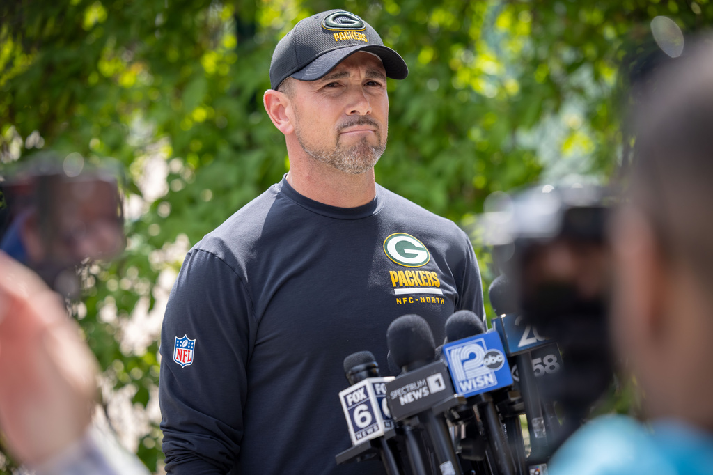 Green Bay Packers' Green Bay Packers head coach Matt LaFleur talks to the media before NFL football practice, Wednesday, May 27, 2026, in Green Bay, Wis. (AP Photo/Mike Roemer)