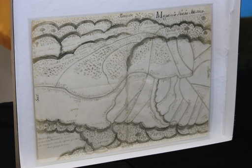 A centuries-old map is displayed at a ceremony marking its return to Mexico's national archives in Albuquerque, New Mexico, on Tuesday, Sept. 23, 2025. (AP Photo/Susan Montoya Bryan) A centuries-old map is displayed at a ceremony marking its return to Mexico's national archives in Albuquerque, New Mexico, on Tuesday, Sept. 23, 2025. (AP Photo/Susan Montoya Bryan)