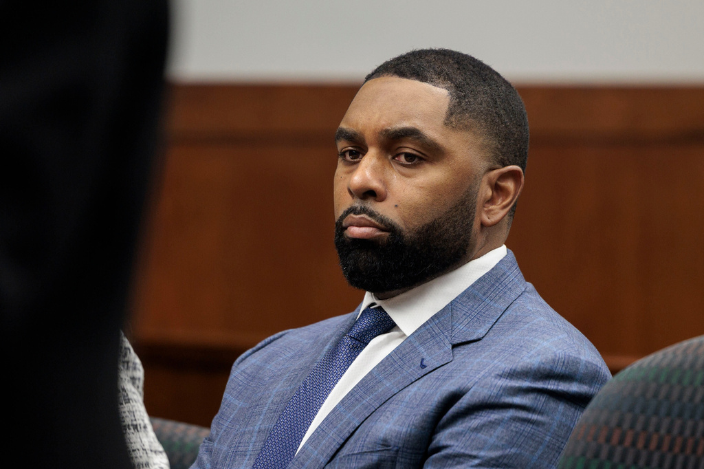 FILE - Former Michigan football coach Sherrone Moore appears in court in Pittsfield Township, Mich., Tuesday, Feb. 17 2026. (Jacob Hamilton/Ann Arbor News via AP, File)