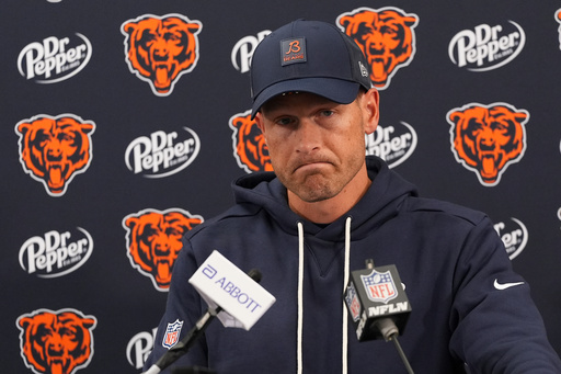 Chicago Bears head coach Ben Johnson speaks during a press conference after his team's loss to the Baltimore Ravens in an NFL football game, Sunday, Oct. 26, 2025, in Baltimore. (AP Photo/Stephanie Scarbrough) Chicago Bears head coach Ben Johnson speaks during a press conference after his team's loss to the Baltimore Ravens in an NFL football game, Sunday, Oct. 26, 2025, in Baltimore. (AP Photo/Stephanie Scarbrough)