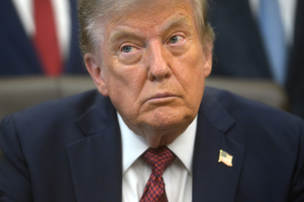 President Donald Trump speaks in the Oval Office of the White House, Friday, July 24, 2026, in Washington. (AP Photo/Rod Lamkey, Jr.)