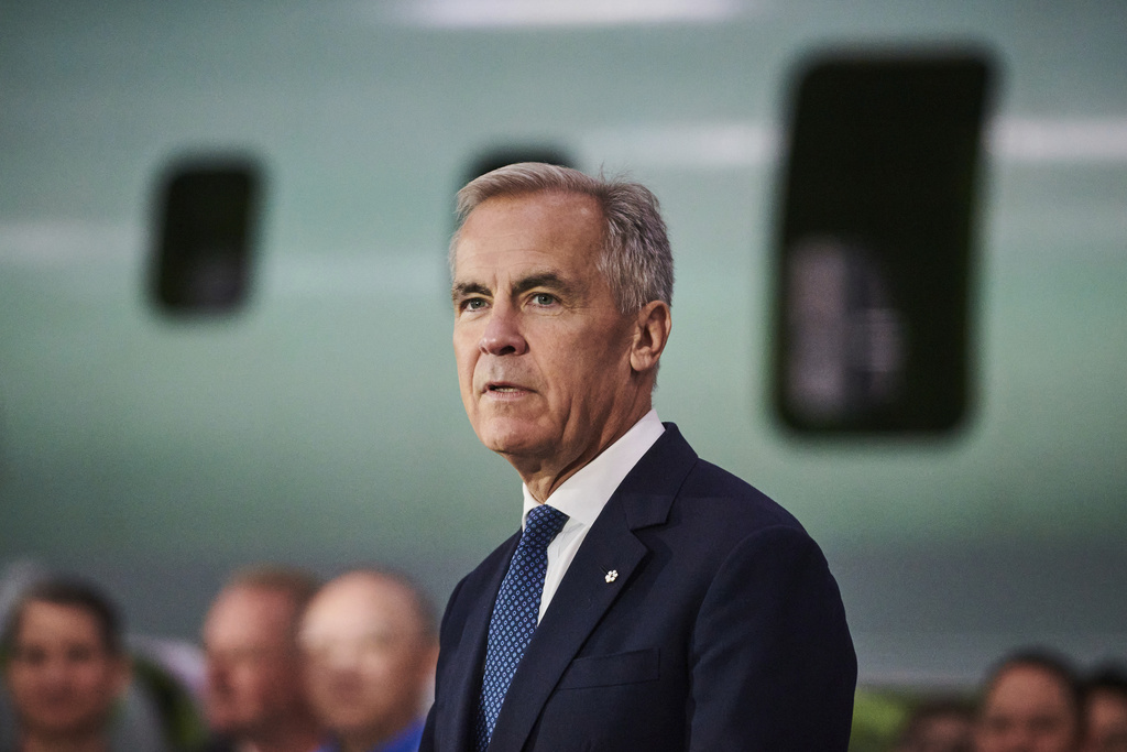 Prime Minister Mark Carney speaks at a press conference in Mississauga, Ont., on Friday, Sept. 5, 2025. (Sammy Kogan /The Canadian Press via AP)
