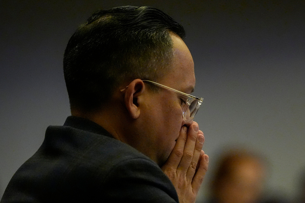 State Sen. Carlos Smith, D-Fla., listens to debate on SB 8-D, a redistricting bill, during a special session of the Florida Legislature, Wednesday, April 29, 2026, in Tallahassee, Fla. (AP Photo/Mike Stewart)