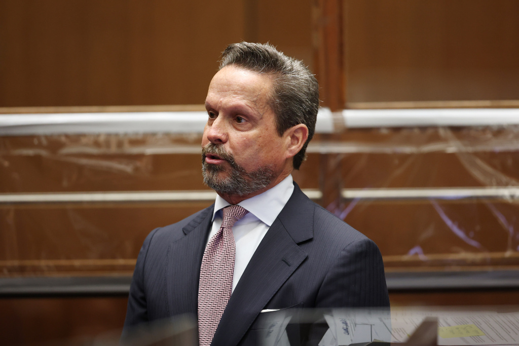 Alan Jackson, the attorney for Nick Reiner, speaks during Reiner's arraignment on murder charges for the deaths of his parents, Rob and Michele Reiner, Wednesday, Jan. 7, 2026, in Los Angeles. (Eric Thayer/Los Angeles Times via AP, Pool)