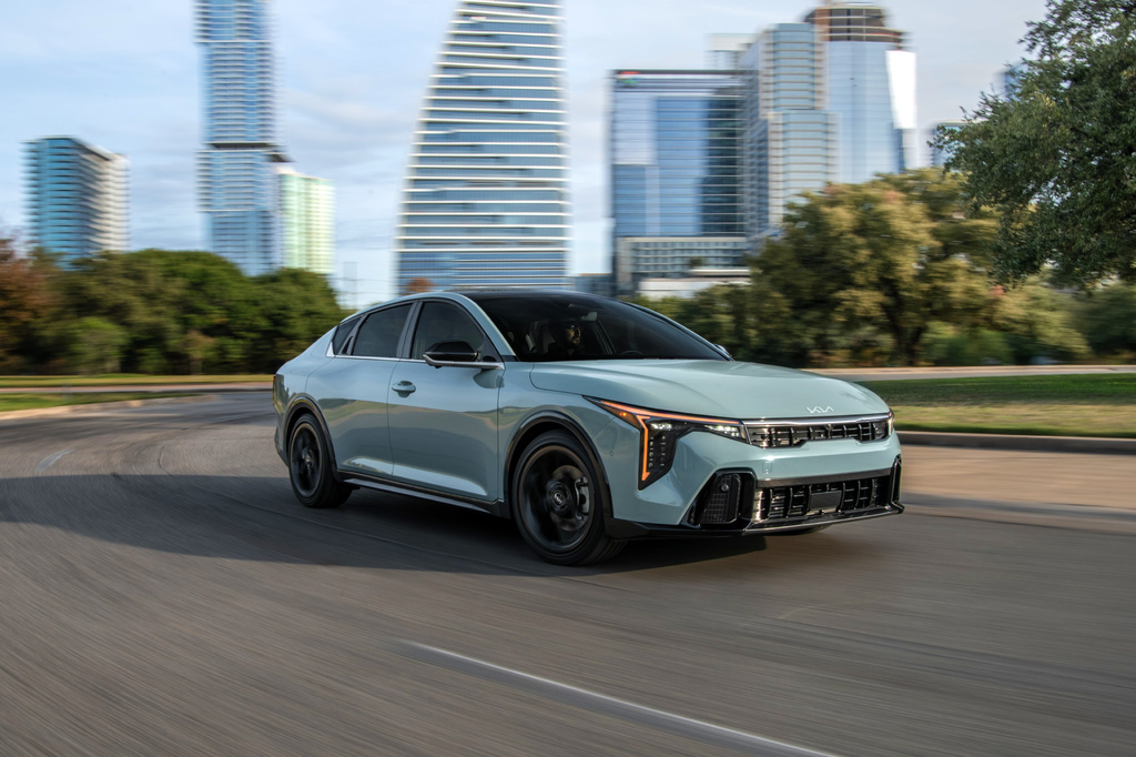 This photo provided by Kia shows the 2026 K4. The K4, which is available as a sedan or hatchback, impresses with its spacious interior and generous list of standard features. (Courtesy of Kia America via AP)