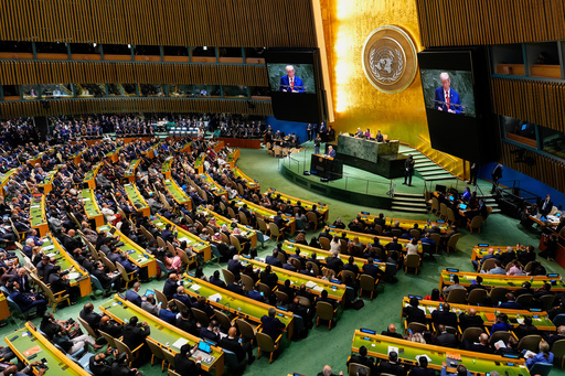 President Donald Trump address the 80th session of the United Nations General Assembly, Tuesday, Sept. 23, 2025, at U.N. headquarters. (AP Photo/Yuki Iwamura) President Donald Trump address the 80th session of the United Nations General Assembly, Tuesday, Sept. 23, 2025, at U.N. headquarters. (AP Photo/Yuki Iwamura)