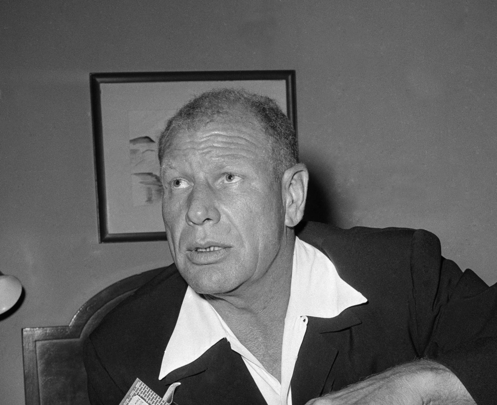FILE - Bill Veeck speaks during a press conference, Aug. 25, 1958 in Chicago. (AP Photo/Charles Knoblock)