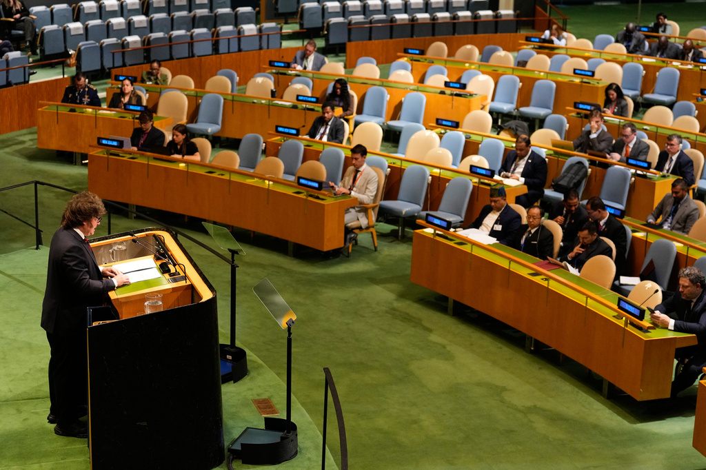 Argentina's President Javier Milei speaks during the 81st session of the United Nations General Assembly at United Nations headquarters, Wednesday, Sept. 23, 2026. (AP Photo/Seth Wenig)