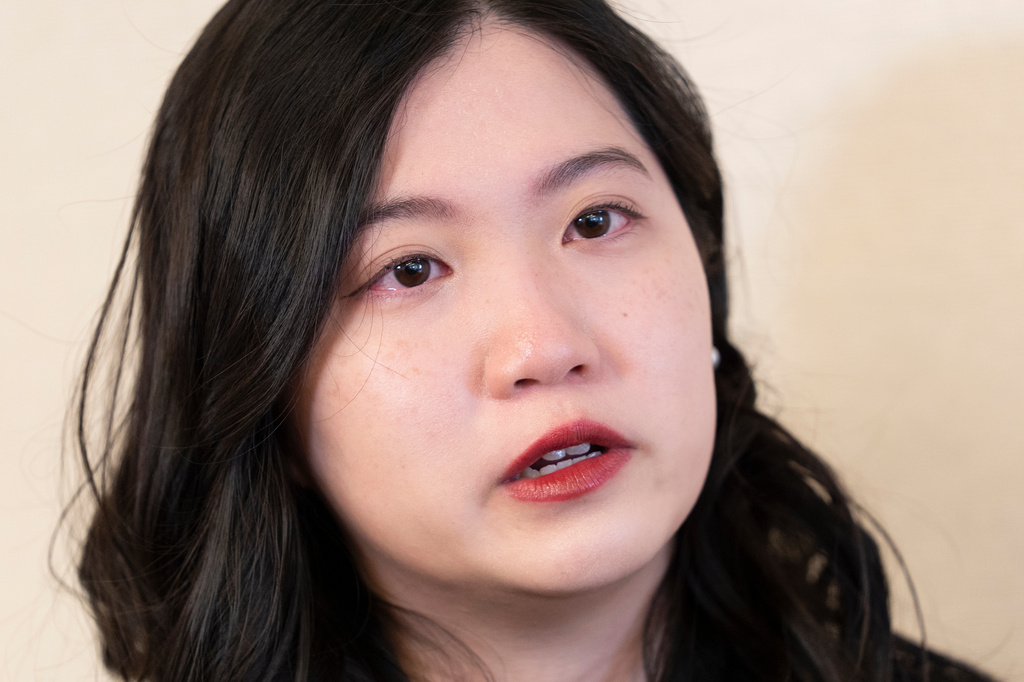 Hong Kong activist in exile Anna Kwok speaks in Washington, Friday, Feb. 27, 2026. (AP Photo)