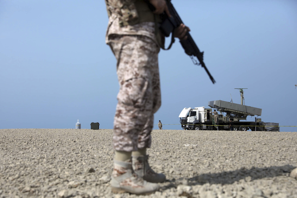 This picture released by the official website of the Iranian Army on Thursday, Aug. 21, 2025, shows a part of Iranian navy drill in the Gulf of Oman and the Indian Ocean. (Masoud Nazari Mehrabi/Iranian Army via AP)