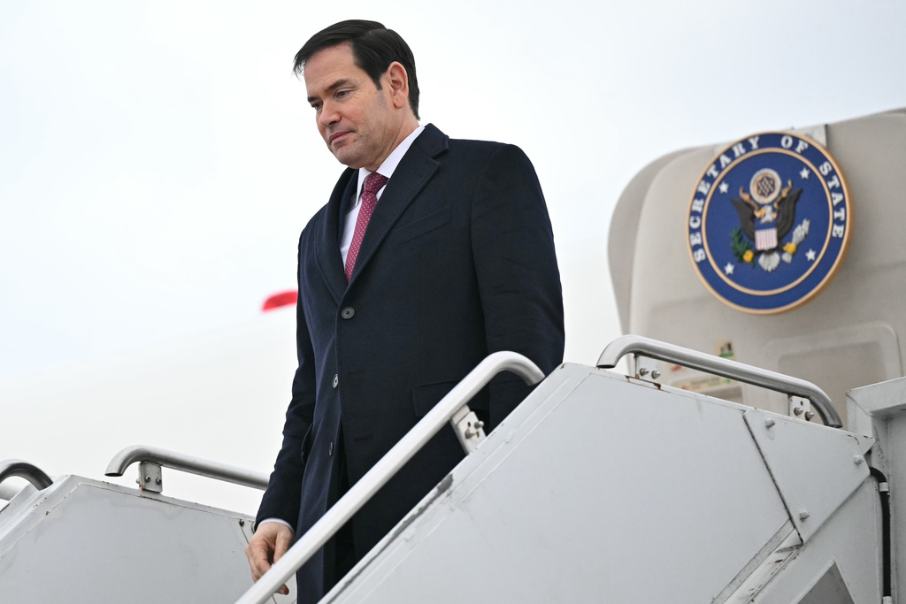 Secretary of State Marco Rubio arrives at the John C. Munro Hamilton International Airport in Hamilton, Ontario, Canada, Tuesday, Nov. 11, 2025, for the G7 foreign ministers meeting. (Mandel Ngan/Pool via AP)
