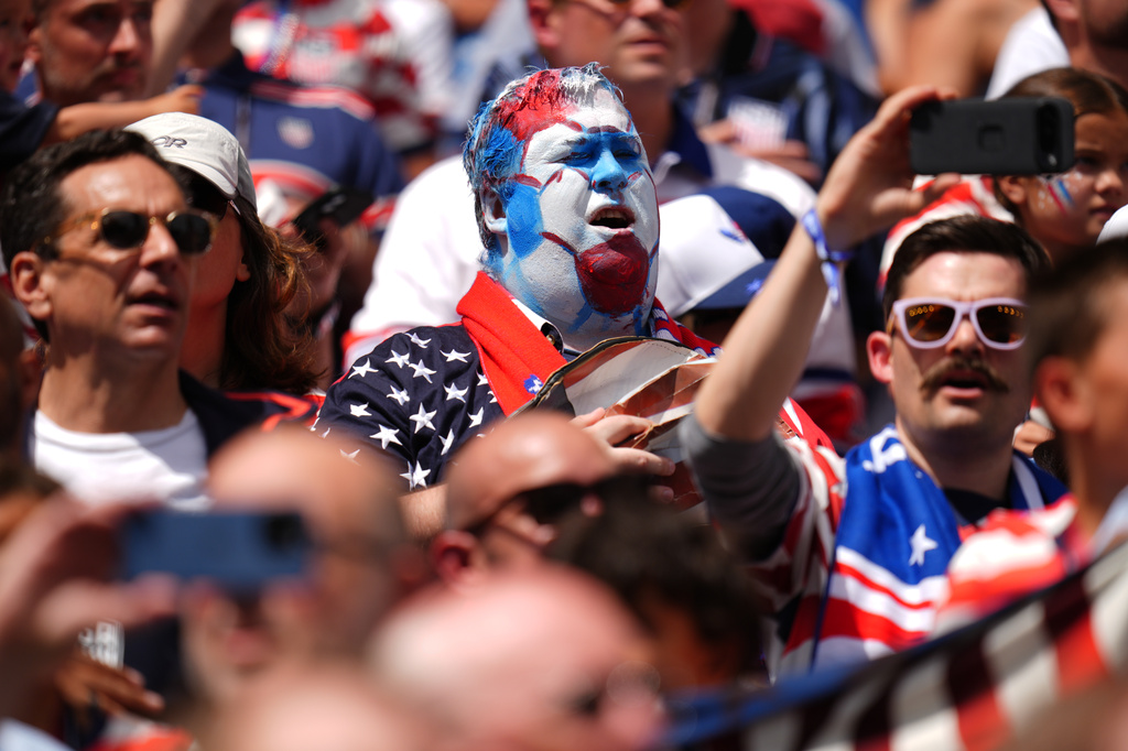 US fans during the World Cup Group D soccer match between the United States and Australia in Seattle, Friday, June 19, 2026. (AP Photo/Manu Fernandez)