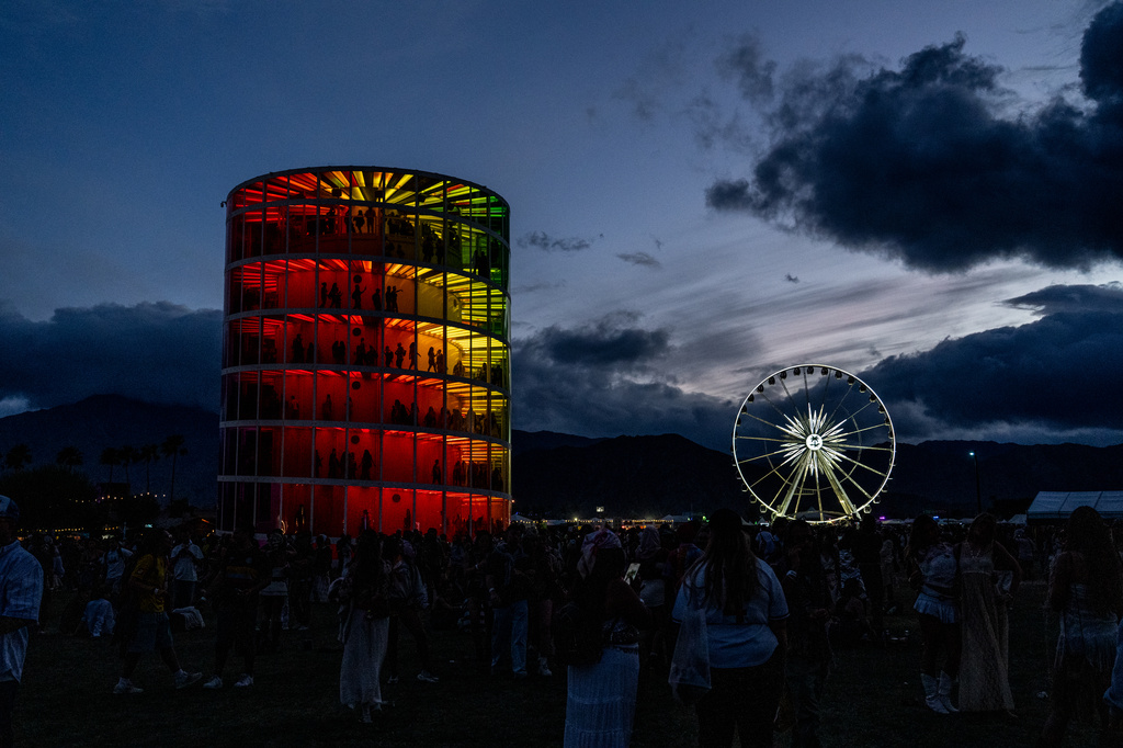 Festivalgoers are seen during the first weekend of Coachella Valley Music and Arts Festival on Sunday, April 12, 2026, in Indio, Calif. (Photo by Amy Harris/Invision/AP)